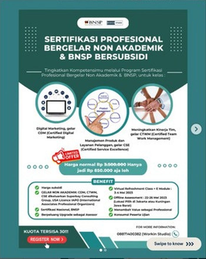 Dokumentasi kegiatan Sertifikasi Profesional Bergelar Non Akademik & BNSP Bersubsidi